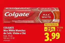Lidl Colgate - max white manchas de cafe, vinho e cha promoção