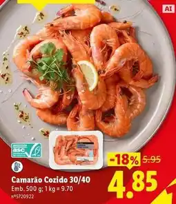 Lidl Camarão cozido promoção