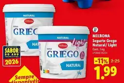 Lidl Milbona - iogurte grego natural/light promoção