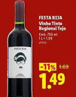 Lidl Vinho tinto regional tejo promoção