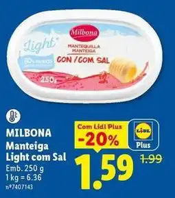 Lidl Milbona - manteiga light com sal promoção