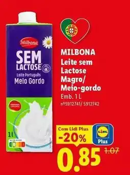 Lidl Milbona - leite sem lactose magro/melo-gordo promoção