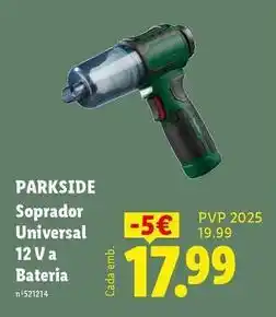 Lidl Parkside - soprador universal 12 v a bateria promoção