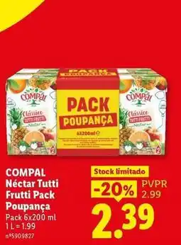 Lidl Compal - néctar tutti frutti pack promoção