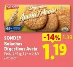 Lidl Sondey - bolachas digestivas aveia promoção