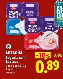 Lidl Milbona - iogurte sem lactose promoção
