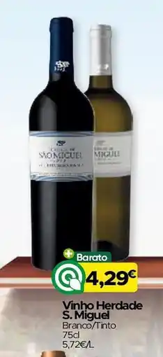 Supermercados Preços Baixos Vinho Herdade S. Miguel Branco/Tinto promoção