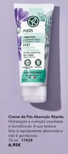 Yves Rocher Creme de Pés Absorção Rápida promoção