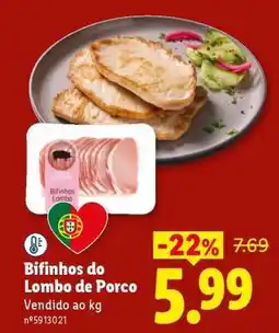 Lidl Bifinhos do Lombo de Porco promoção