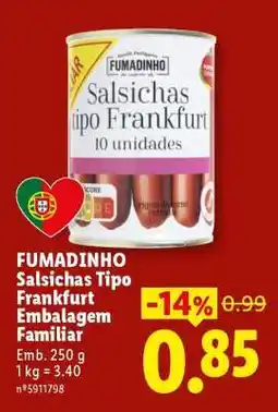 Lidl FUMADINHO Salsichas Tipo Frankfurt Embalagem Familiar promoção