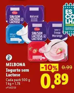 Lidl MILBONA Iogurte sem Lactose promoção