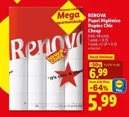 Lidl RENOVA Papel Higiénico Duplex Chic Cheap promoção
