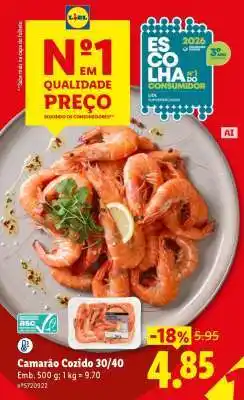 Lidl Camarão Cozido 30/40 promoção