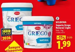 Lidl MILBONA Iogurte Grego Natural/Light promoção