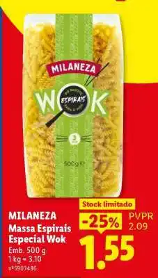 Lidl MILANEZA Massa Espirais Especial Wok promoção