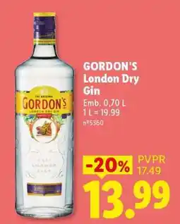 Lidl GORDON'S London Dry Gin promoção