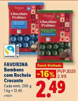 Lidl Favorina Bombons com Recheio Crocante promoção