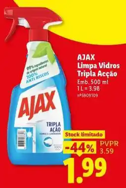 Lidl AJAX Limpa Vidros Tripla Acção promoção