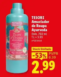 Lidl TESORI Amaciador de Roupa Ayurveda promoção
