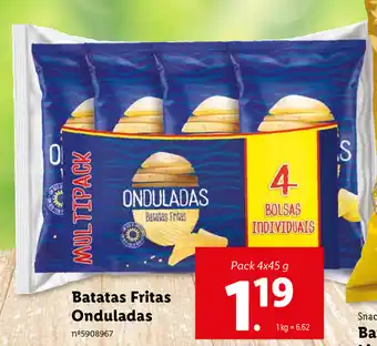 Lidl Batatas Fritas Onduladas 4x45g promoção