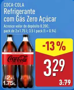 ALDI Coca-cola refrigerante com gás zero açúcar promoção
