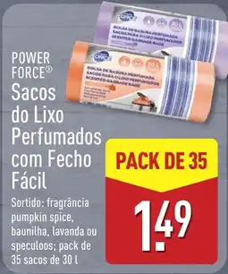ALDI power force sacos do lixo perfumados com fecho fácil promoção