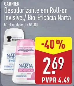 ALDI Garnier desodorante em roll-on invisível bio-eficácia narta promoção