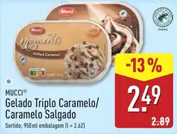 ALDI Mucci gelado triplo caramelo/caramelo salgado promoção