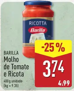 ALDI Barilla molho de tomate e ricota promoção