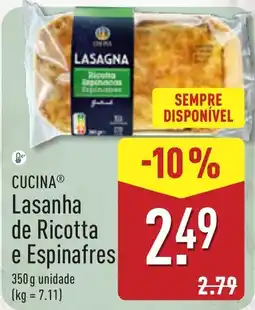 ALDI Cucina lasanha de ricotta e espinafres promoção