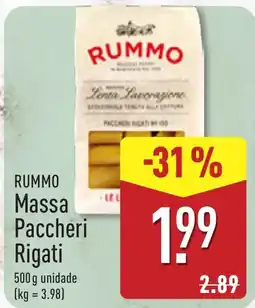 ALDI Rummo Massa Paccheri Rigati promoção