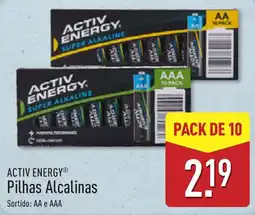 ALDI Activ energy pilhas alcalinas promoção