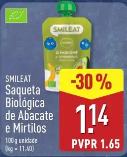 ALDI Smileat saqueta biológica de abacate e mirtilos promoção