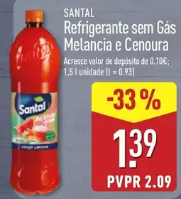 ALDI santal refrigerante sem gás melancia e cenoura promoção