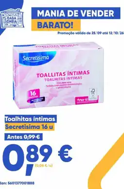 Casa Cheia Toalhitas íntimas Secretisima 16 u promoção