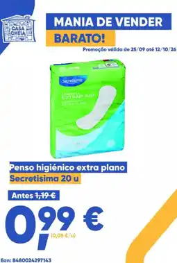 Casa Cheia Penso higiénico extra plano Secretisima promoção
