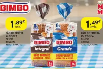 Pão de forma s/ côdea bimbo integral