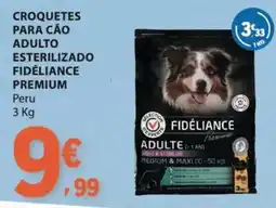 E.Leclerc croquetes para cão adulto esterilizado fidéliance premium promoção