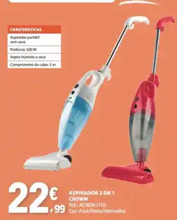 E.Leclerc aspirador 2 em 1 crown promoção