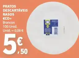 E.Leclerc Pratos descartáveis rasos eco+ brancos promoção