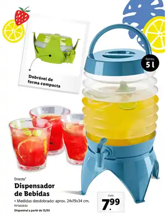 Lidl Ernesto Dispensador de Bebidas promoção
