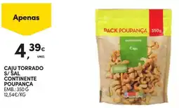 Continente Caju torrado s/ sal continente poupança promoção