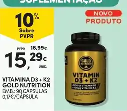 Continente Vitamina d3 + k2 gold nutrition promoção