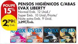 Pingo Doce pensos higiênicos c/abas evax liberty promoção