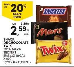 Continente Snack de chocolate twix promoção