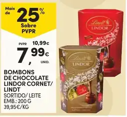 Continente Bombons de chocolate lindor cornet/ lindt promoção