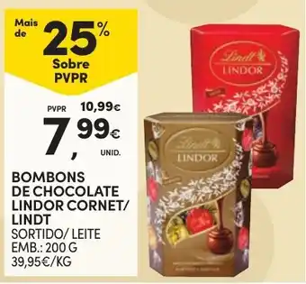 Bombons de chocolate lindor cornet/ lindt