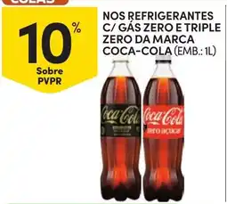 Continente Nos refrigerantes C/ gás zero e triple zero da marca coca-cola promoção