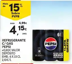 Continente Pepsi refrigerante c/ gás zero açúcar promoção