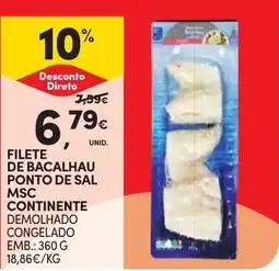 Continente Filete de bacalhau ponto de sal msc continente promoção
